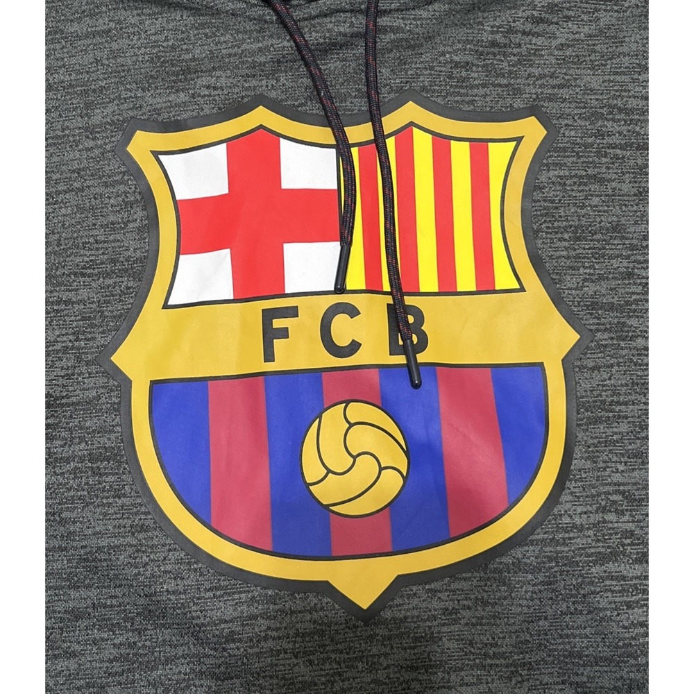 Men's FC Barcelona Soccer Football Gray Hoodie Size L